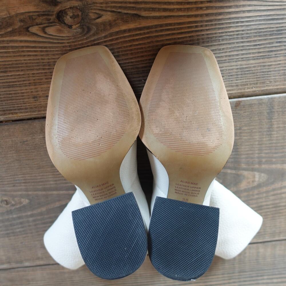 Alias‎ Mae Boots Womens Size EU 38 White Leather Ankle Block Heel Square Toe Zip - Picture 7 of 10